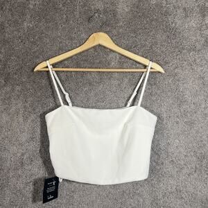 Lulus Womens Small White Spaghetti Strap Crop Cami Top Sleeveless Casual Tank